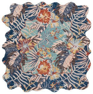 Safavieh Jardin Hand Tufted Floral Area Rug - Luxurious Wool Blend For Chic Home Decor And Comfort Navy ,Turquoise 85% Wool,15% Cotton Jar355n-4