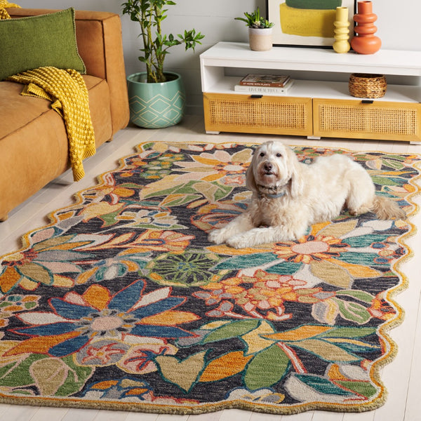 Safavieh Jardin Floral Area Rug - Hand-tufted Luxury In Wool And Cotton For Elegant Home Décor Solutions Black ,Green 85% Wool,15% Cotton Jar356z-3