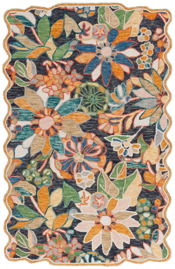 Safavieh Jardin Hand-Tufted Wool Floral Area Rug Bold Black Green for Living Room 5' x 8' JAR356Z-5