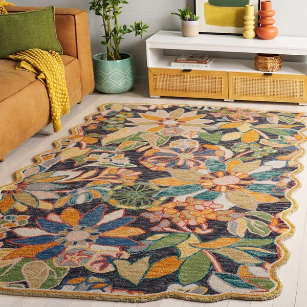 Safavieh Jardin Hand-Tufted Wool Floral Area Rug Bold Black Green for Living Room 5' x 8' JAR356Z-5