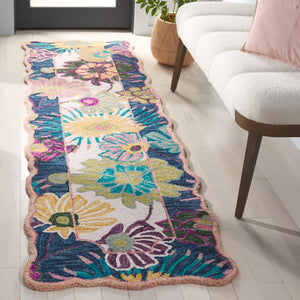 Safavieh Jardin Hand-tufted Floral Area Rug - Luxurious Wool-cotton Blend For Elegant Home Décor Solutions Navy ,Ivory 85% Wool,15% Cotton Jar357n-3