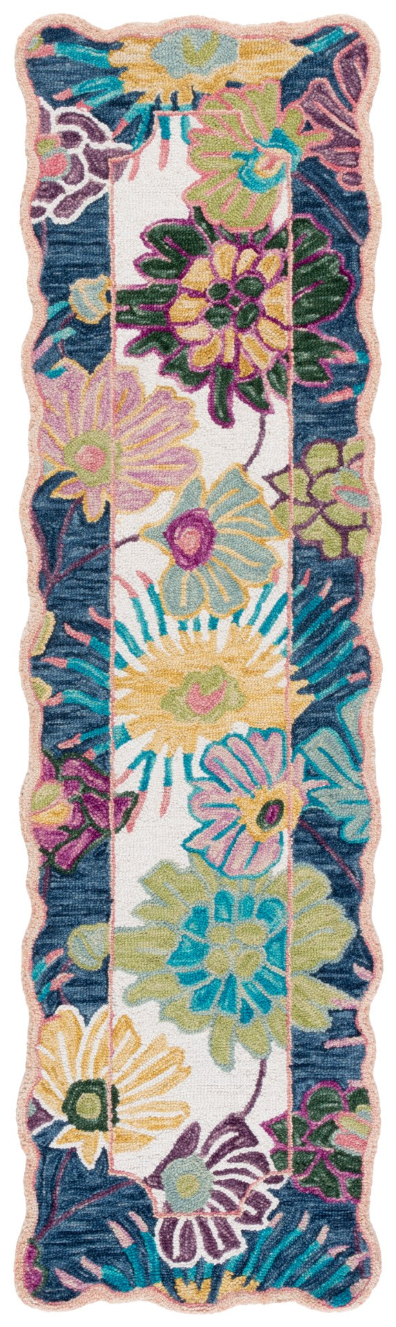 Safavieh Jardin Hand-tufted Floral Area Rug - Luxurious Wool-cotton Blend For Elegant Home Décor Solutions Navy ,Ivory 85% Wool,15% Cotton Jar357n-3