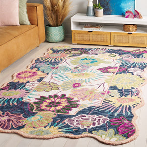 Safavieh Jardin Floral 6' Square Area Rug - Luxurious Hand-tufted Wool Blend For Elegant Home Decor Navy ,Ivory 85% Wool,15% Cotton Jar357n-5