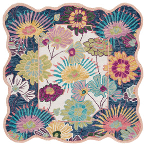 Safavieh Jardin Floral 6' Square Area Rug - Luxurious Hand-tufted Wool Blend For Elegant Home Decor Navy ,Ivory 85% Wool,15% Cotton Jar357n-6sq