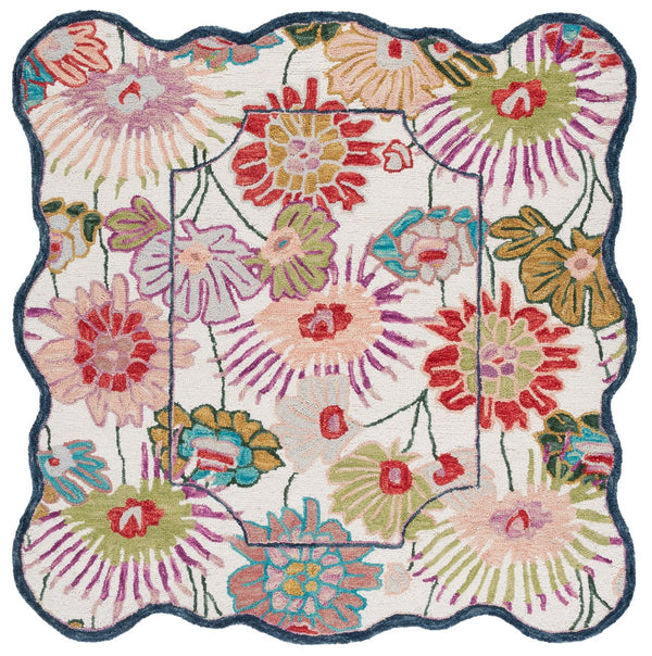 Safavieh Jardin Floral 6' Square Area Rug - Luxurious Hand-tufted Wool Blend For Elegant Home Decor Green ,Ivory 85% Wool,15% Cotton Jar357y-6sq