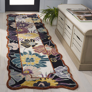 Safavieh Jardin Floral 6' Square Area Rug - Luxurious Hand-tufted Wool Blend For Elegant Home Decor Black ,Ivory 85% Wool,15% Cotton Jar357z-28