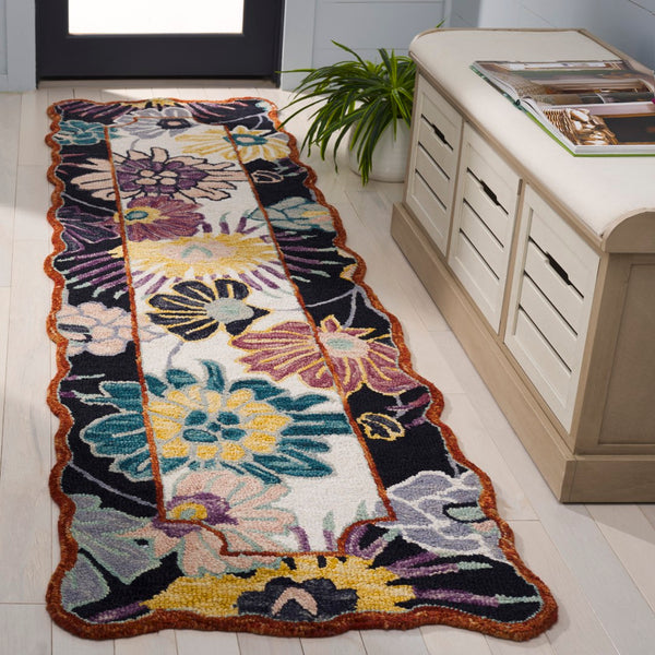 Safavieh Jardin Hand-tufted Floral Area Rug - Luxurious Wool-cotton Blend For Elegant Home Décor Solutions Black ,Ivory 85% Wool,15% Cotton Jar357z-6