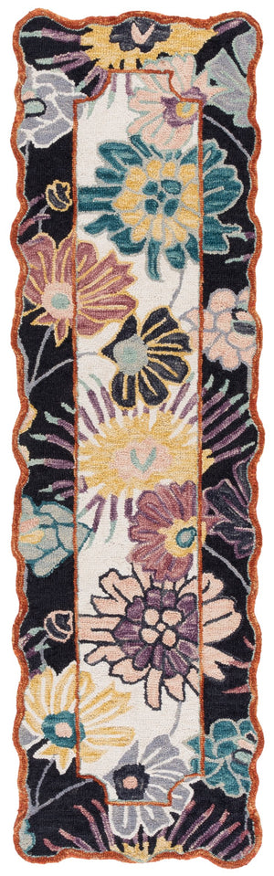 Safavieh Jardin Floral 6' Square Area Rug - Luxurious Hand-tufted Wool Blend For Elegant Home Decor Black ,Ivory 85% Wool,15% Cotton Jar357z-28