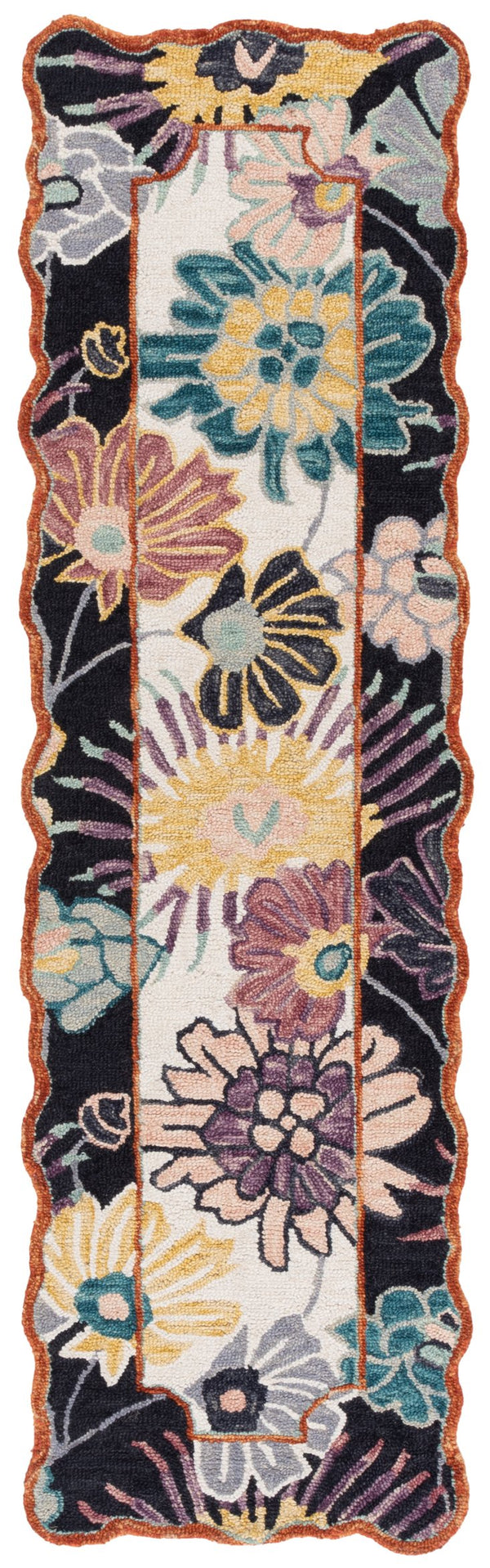 Safavieh Jardin Floral 6' Square Area Rug - Luxurious Hand-tufted Wool Blend For Elegant Home Decor Black ,Ivory 85% Wool,15% Cotton Jar357z-28