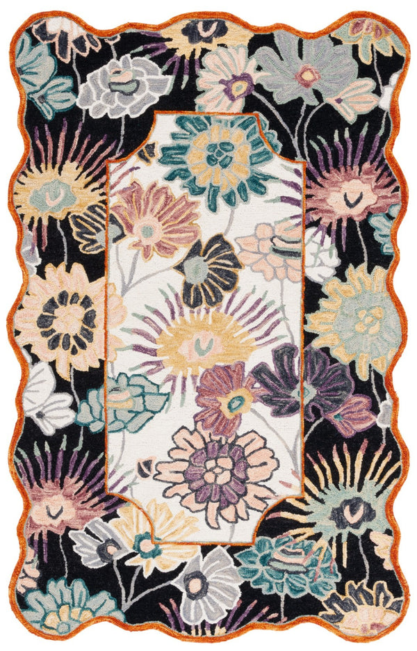 Safavieh Jardin Hand-tufted Floral Area Rug - Luxurious Wool-cotton Blend For Elegant Home Décor Solutions Black ,Ivory 85% Wool,15% Cotton Jar357z-6