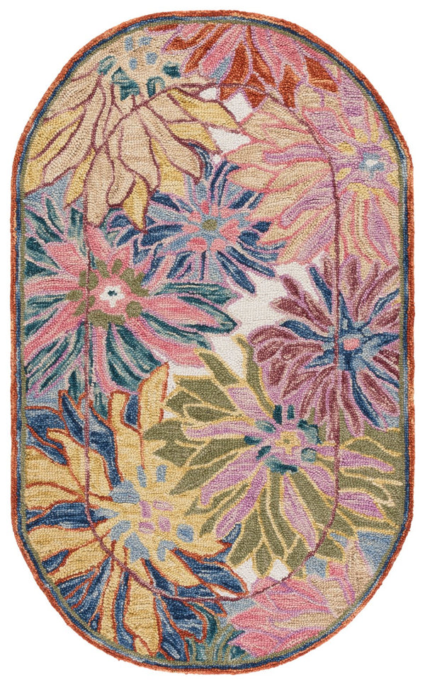Safavieh Jardin Exquisite Hand-tufted Oval Area Rug - Luxurious Floral Design For Elegant Home Decor Pink ,Rust 85% Wool,15% Cotton Jar358u-3ov