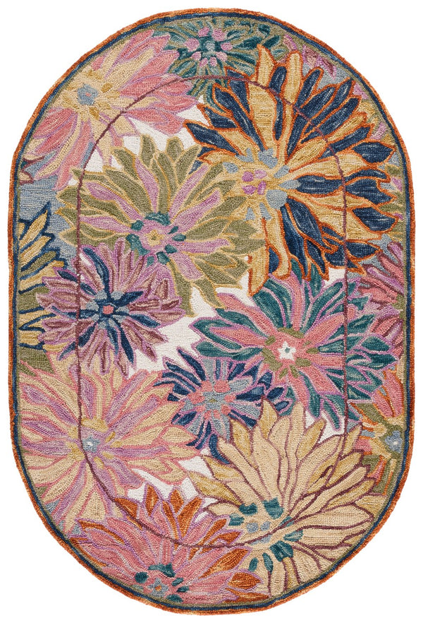 Safavieh Jardin Exquisite Hand-tufted Oval Area Rug - Luxurious Floral Design For Elegant Home Decor Pink ,Rust 85% Wool,15% Cotton Jar358u-4ov