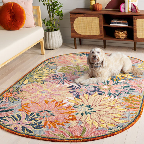 Safavieh Jardin Hand‑Tufted Floral Wool Rug In Pink & Rust — Plush Bohemian Botanical Accent For Living Rooms 8'-0" x 10'-0" JAR358U-8OV