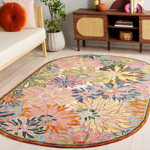 Safavieh Jardin Hand‑Tufted Floral Wool Rug In Pink & Rust — Plush Bohemian Botanical Accent For Living Rooms 8'-0" x 10'-0" JAR358U-8OV