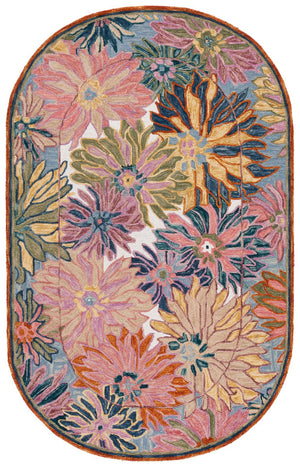 Safavieh Jardin Exquisite Hand-tufted Oval Area Rug - Luxurious Floral Design For Elegant Home Decor Pink ,Rust 85% Wool,15% Cotton Jar358u-5ov