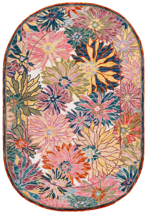 Safavieh Jardin Exquisite Hand-tufted Oval Area Rug - Luxurious Floral Design For Elegant Home Decor Pink ,Rust 85% Wool,15% Cotton Jar358u-6ov