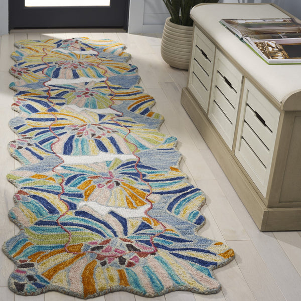 Safavieh Jardin359a Handcrafted Runner Rug – Elegant Floral Design For Hallways, Luxurious Comfort & Style Ivory ,Blue 85% Wool,15% Cotton Jar359a-28