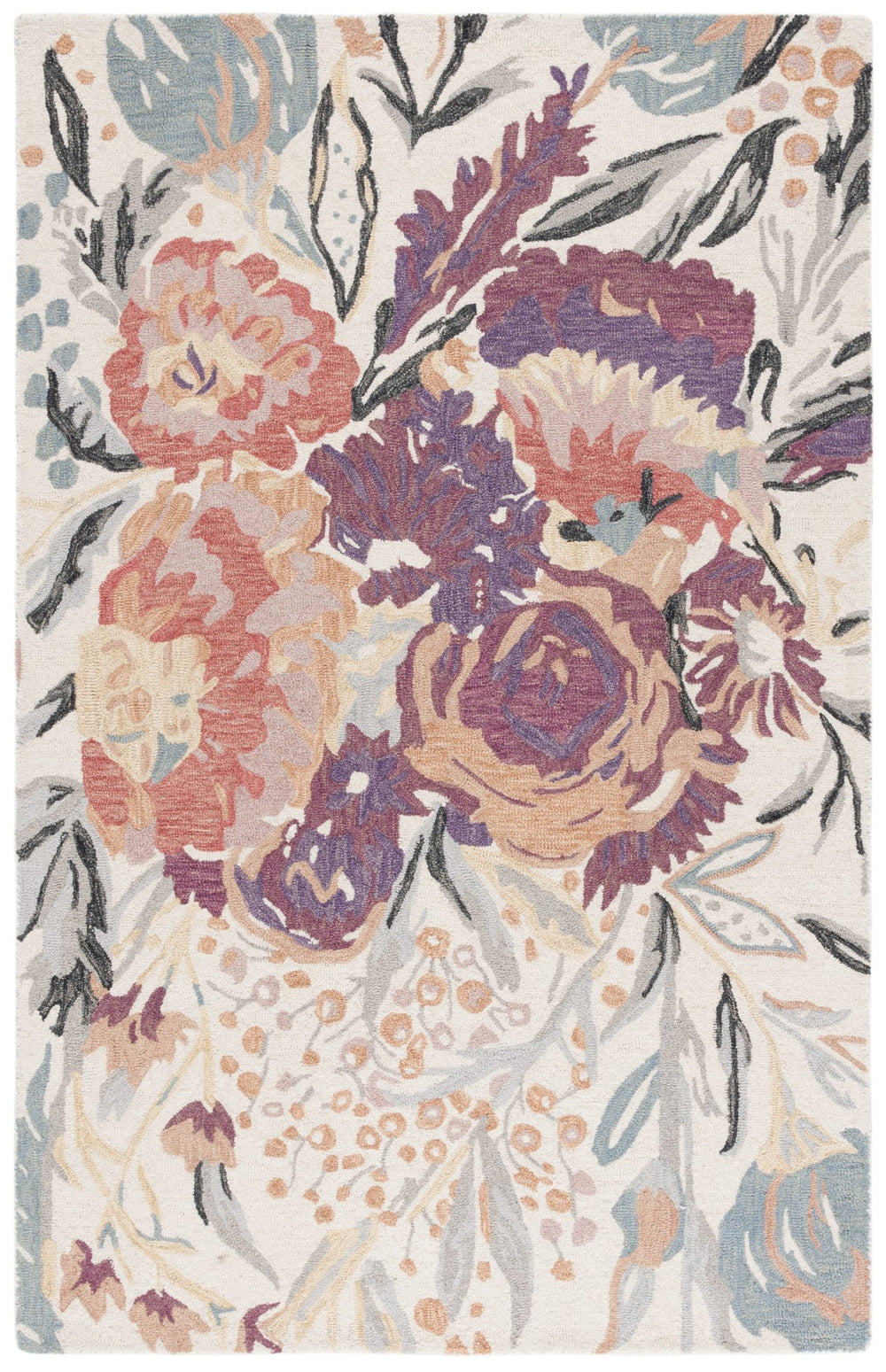 Safavieh Jardin Hand-tufted Ivory Pink Floral Area Rug - 5x8 Cozy Luxury For Elegant Home Décor Ivory ,Pink 85% Wool,15% Cotton Jar360a-5