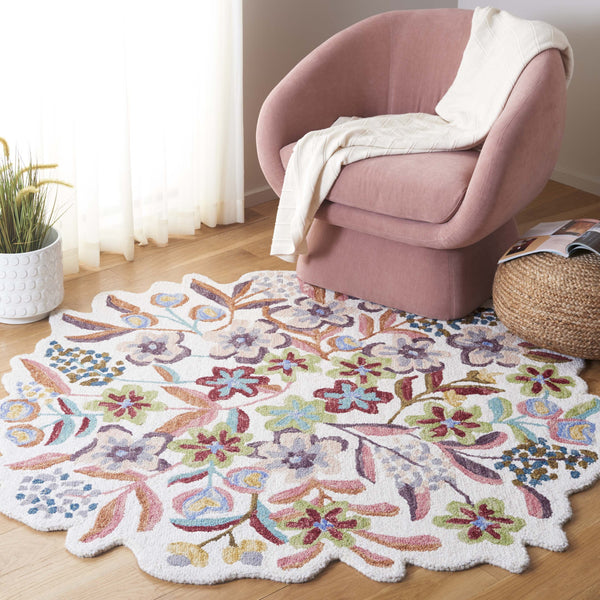 Safavieh Ivory Hand-tufted Area Rug - Elegant Floral Design, Luxurious Wool-cotton Blend, Made In India Ivory ,Pink 85% Wool,15% Cotton Jar361a-5r