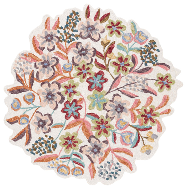 Safavieh Ivory Hand-tufted Area Rug - Elegant Floral Design, Luxurious Wool-cotton Blend, Made In India Ivory ,Pink 85% Wool,15% Cotton Jar361a-5r