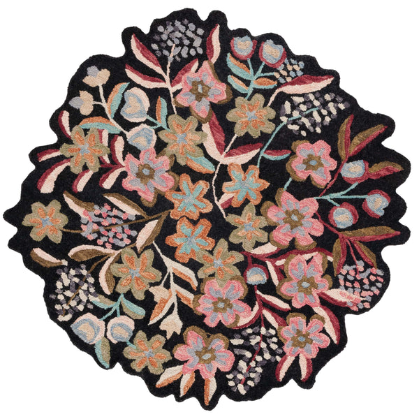 Safavieh Ivory Hand-tufted Area Rug - Elegant Floral Design, Luxurious Wool-cotton Blend, Made In India Black ,Pink 85% Wool,15% Cotton Jar361z-5r