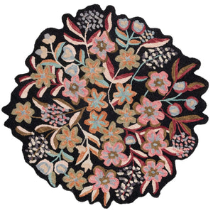 Safavieh Ivory Handcrafted Area Rug With Floral Design - Luxurious Wool Blend For Stunning Home Decor Black ,Pink 85% Wool,15% Cotton Jar361z-3r