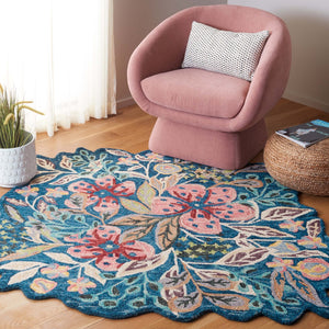 Safavieh Blue Hand-tufted Floral Area Rug - Luxurious Wool & Cotton Blend For Cozy Home Décor Elegance Blue ,Pink 85% Wool,15% Cotton Jar362m-3r