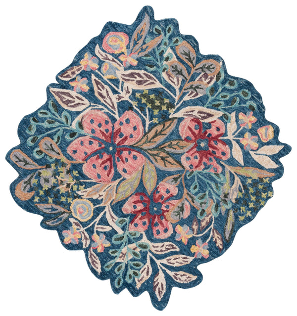 Safavieh Blue Hand-tufted Area Rug - Luxurious Floral Design For Comfort And Style, Perfect For Any Space Blue ,Pink 85% Wool,15% Cotton Jar362m-5r
