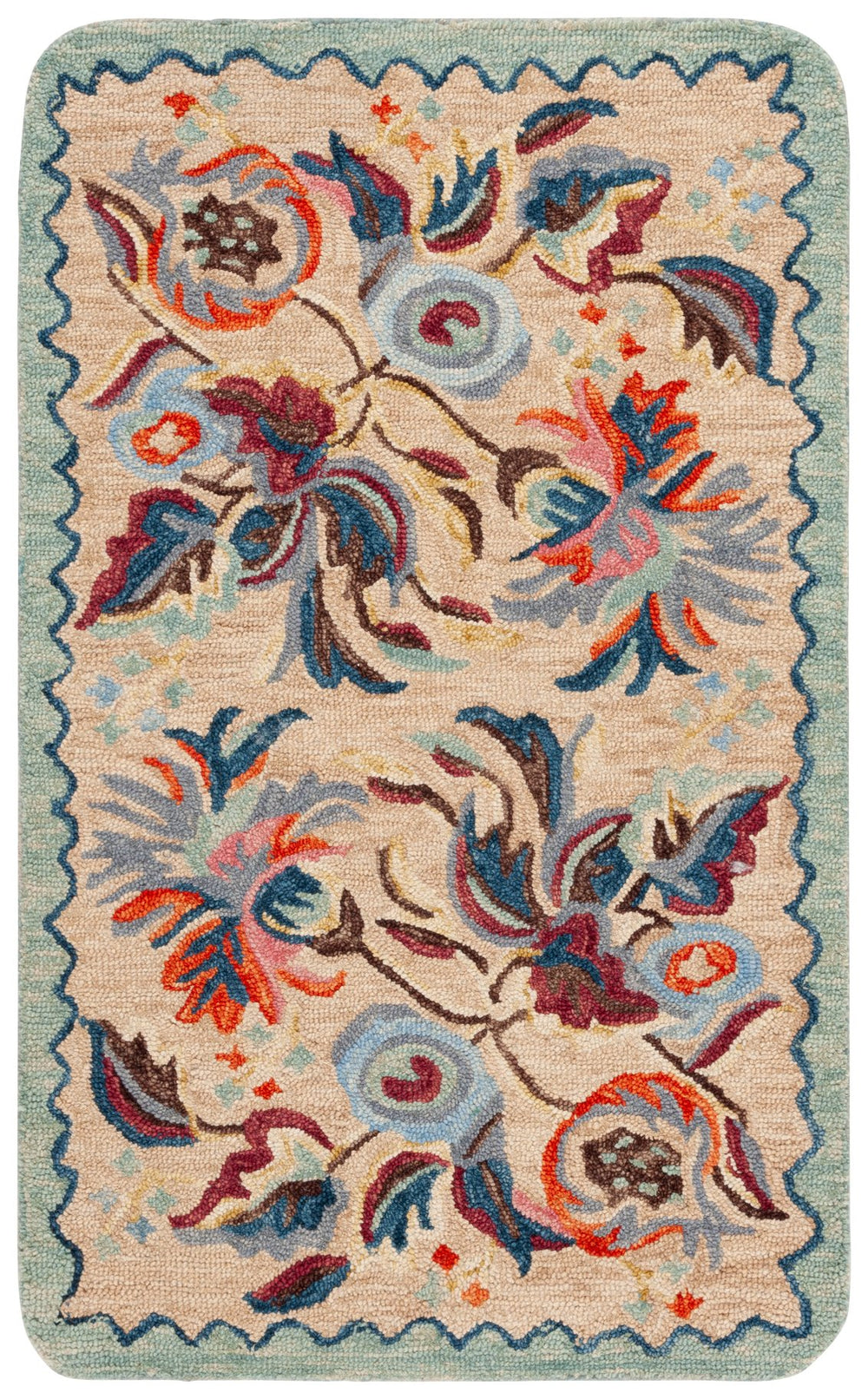 Safavieh Beige Hand Tufted Floral Area Rug - Luxurious Wool Blend, Elegant Design For Cozy Living Spaces Beige ,Pink 85% Wool,15% Cotton Jar363b-3
