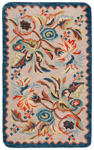 Safavieh Beige Hand Tufted Floral Area Rug - Luxurious Wool Blend, Elegant Design For Cozy Living Spaces Blue ,Rust 85% Wool,15% Cotton Jar363m-3