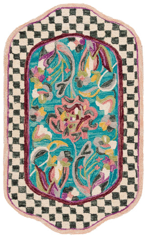 Safavieh Turquoise Floral Style Area Rug: Vibrant Hand-tufted Wool & Cotton Blend For Chic Modern Spaces Turquoise ,Pink 85% Wool,15% Cotton Jar364j-2745