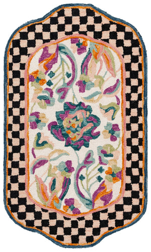Safavieh Turquoise Floral Style Area Rug: Vibrant Hand-tufted Wool & Cotton Blend For Chic Modern Spaces Ivory ,Light Pink 85% Wool,15% Cotton Jar364u-2745