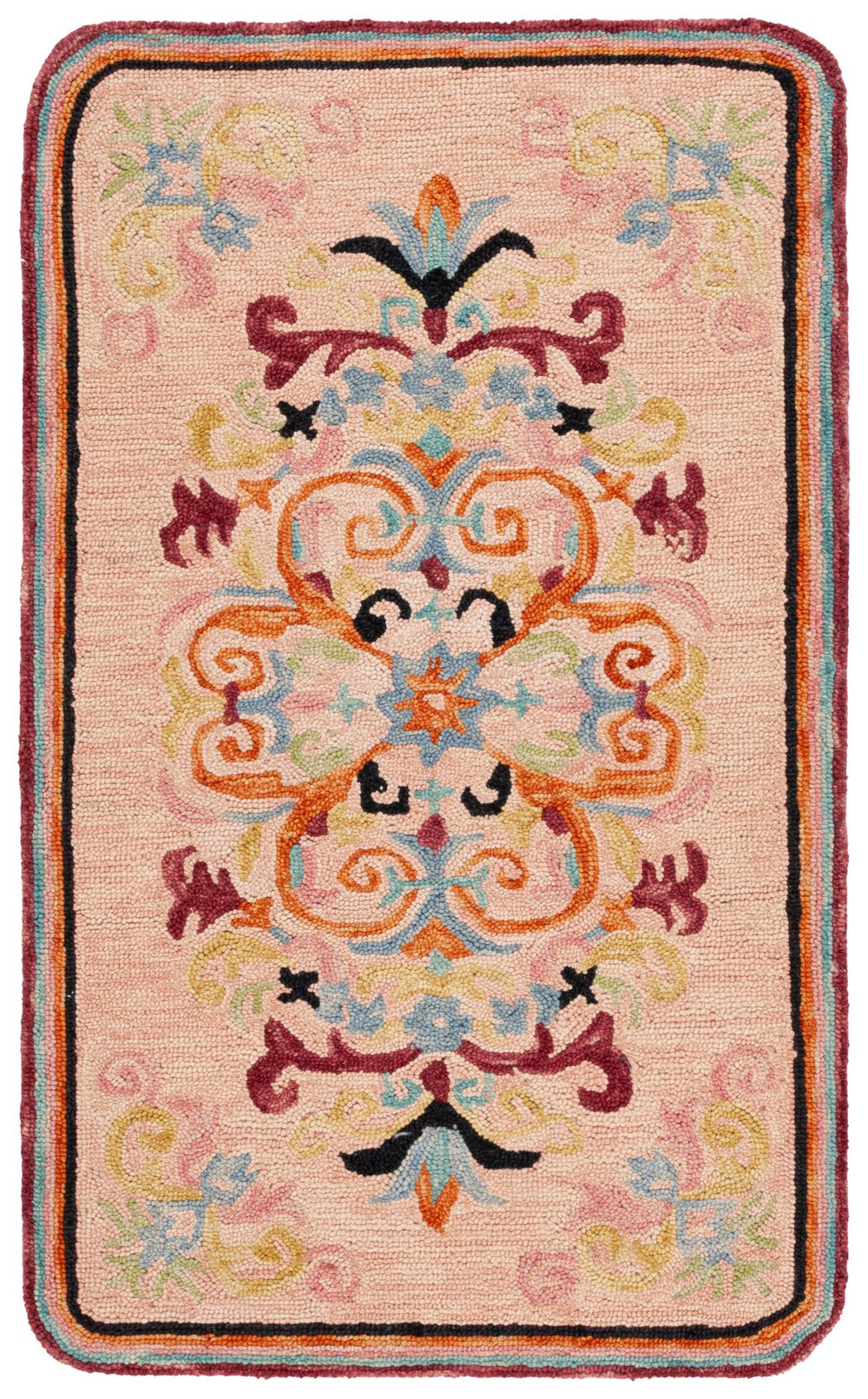 Safavieh Light Area Rug - Hand-tufted Floral Design In Warm Hues For Elegant Home Decor And Comfort Black ,Light Pink 85% Wool,15% Cotton Jar365z-3