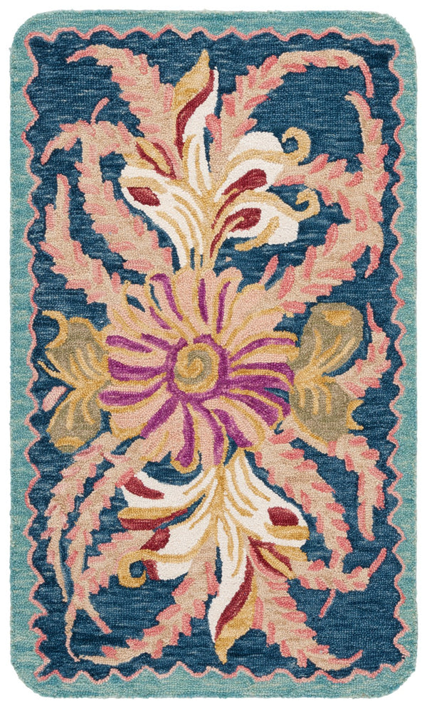 Safavieh Ivory Hand-tufted Floral Area Rug - Elegant Wool & Cotton Blend, Luxurious Artisanal Craftsmanship Blue ,Pink 85% Wool,15% Cotton Jar367m-3