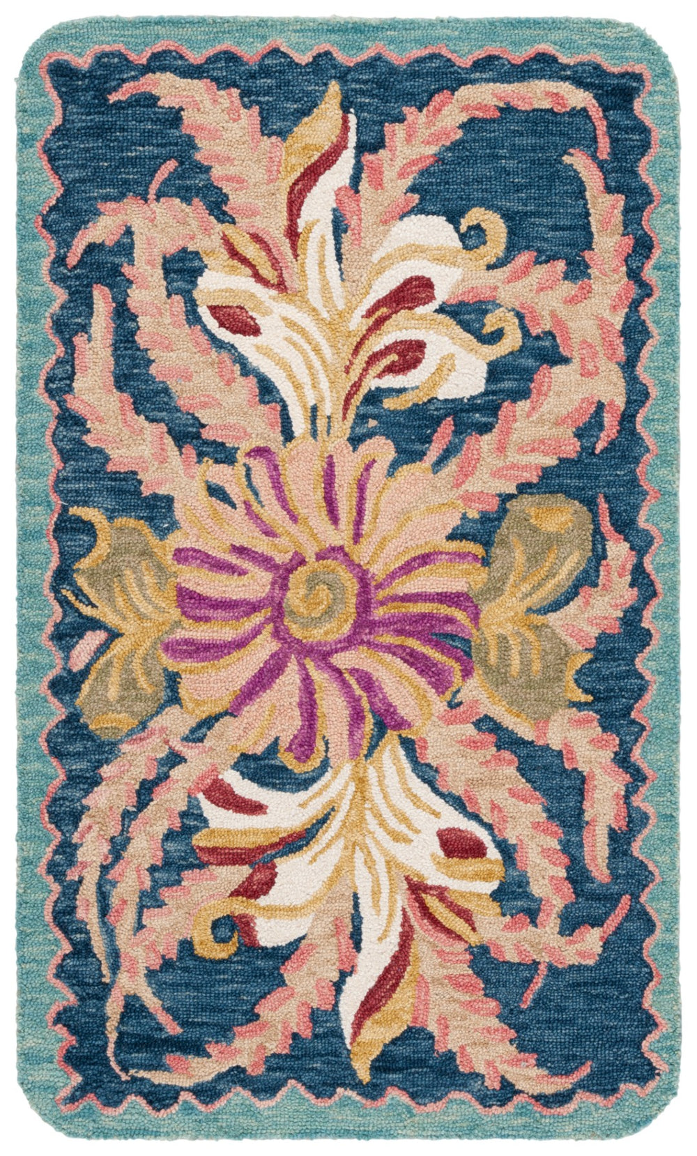 Safavieh Ivory Hand Tufted Floral Wool And Cotton Rug - Luxurious Home Decor With Timeless Elegance And Charm Ivory ,Pink 85% Wool,15% Cotton Jar367a-2745