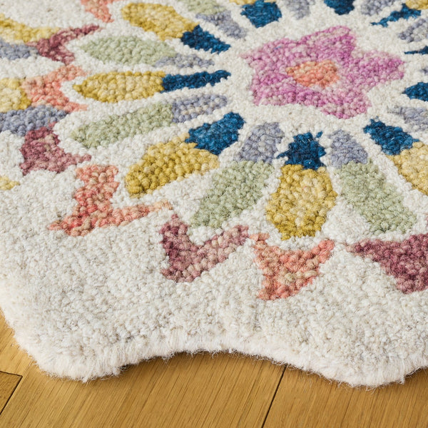 Safavieh Jardin Hand-Tufted Round Rug In Ivory & Green Floral Boho Design, Wool-Cotton Blend, Durable Elegance 3'-0" x 3'-0" JAR368Y-3R