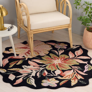 Safavieh Jardin Hand‑Tufted Wool Accent Rug In Black & Green — Plush ½" Pile, Natural Fibers, Timeless Style 5'-0" x 5'-0" JAR369Y-55S