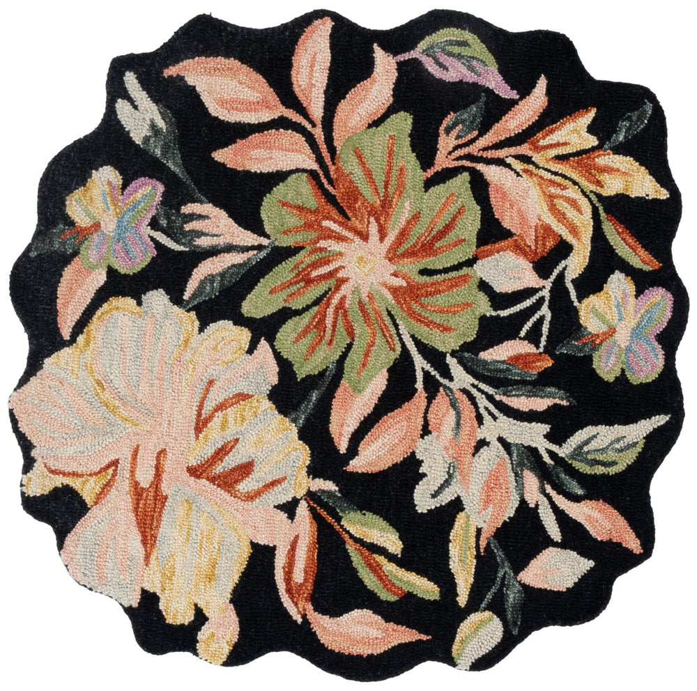Safavieh Jardin Hand‑Tufted Wool Accent Rug In Black & Green — Plush ½" Pile, Natural Fibers, Timeless Style 5'-0" x 5'-0" JAR369Y-55S