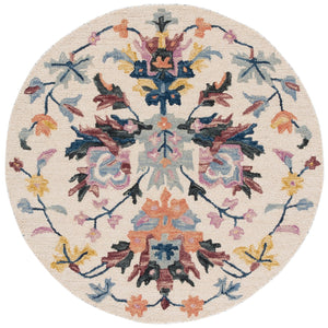 Safavieh Jardin Hand-Tufted Round Area Rug In Ivory & Light Blue — Wool-Cotton Floral Motif, Low-Profile Elegance 3'-0" x 3'-0" JAR370L-3R