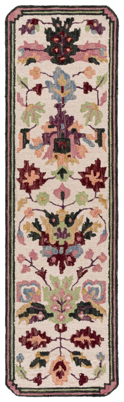 Safavieh Jardin Hand-Tufted Wool Runner Rug Floral Ivory Blush for Hallways and Entryways 2'-3" x 8'-0" JAR370U-28