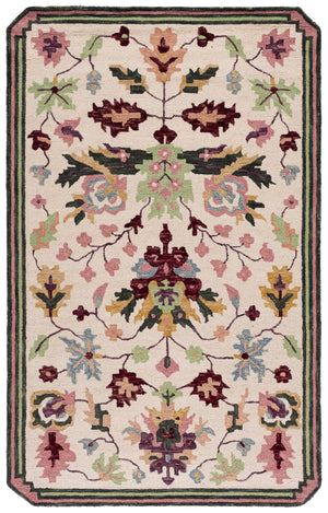 Safavieh Jardin Hand-Tufted Wool Floral Rug Ivory And Pink — 85% Wool, Artisanal Indian Craftsmanship, Cozy Elegance 8'-0" x 10'-0" JAR370U-8