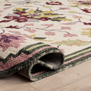 Safavieh Jardin Hand-Tufted Wool Runner Rug Floral Ivory Blush for Hallways and Entryways 5'-0" x 8'-0" JAR370U-5