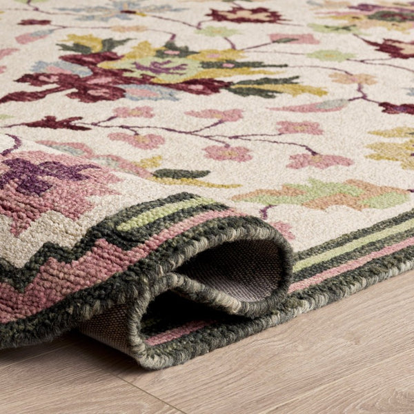 Safavieh Jardin Hand-Tufted Wool Runner Rug Floral Ivory Blush for Hallways and Entryways 5'-0" x 8'-0" JAR370U-5