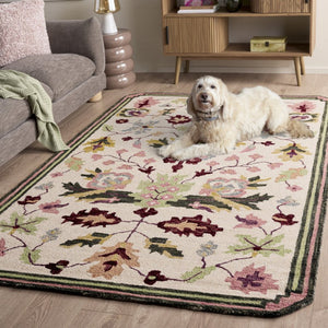 Safavieh Jardin Hand-Tufted Wool Runner Rug Floral Ivory Blush for Hallways and Entryways 5'-0" x 8'-0" JAR370U-5