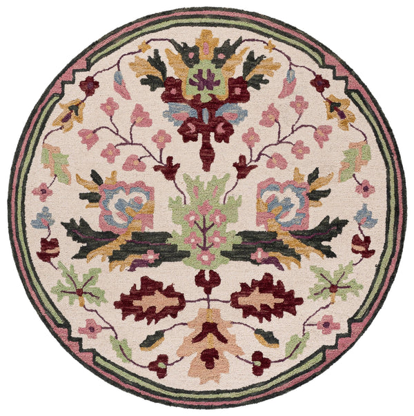 Safavieh Jardin Hand-Tufted Wool Floral Rug Ivory And Pink — 85% Wool, Artisanal Indian Craftsmanship, Cozy Elegance 8'-0" x 10'-0" JAR370U-8