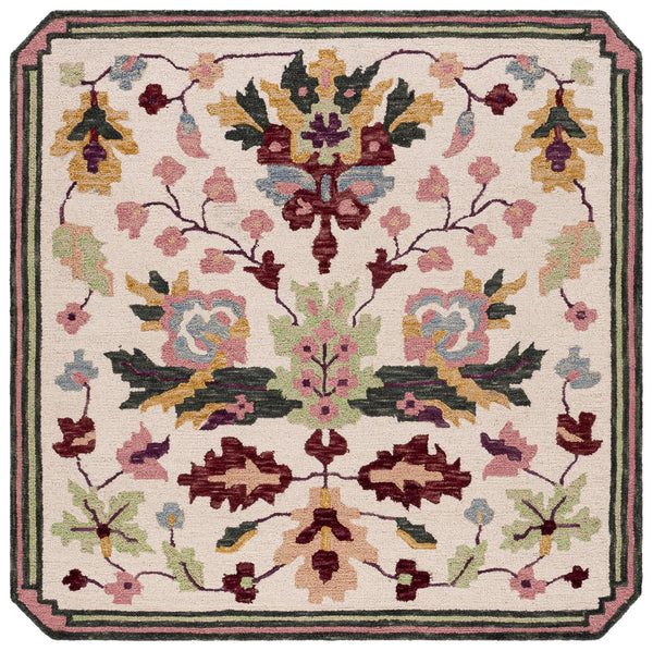 Safavieh Jardin Hand-Tufted Wool Floral Rug Ivory And Pink — 85% Wool, Artisanal Indian Craftsmanship, Cozy Elegance 8'-0" x 10'-0" JAR370U-8