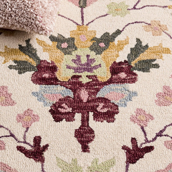 Safavieh Jardin Hand-Tufted Wool Runner Rug Floral Ivory Blush for Hallways and Entryways 9'-0" x 12'-0" JAR370U-9