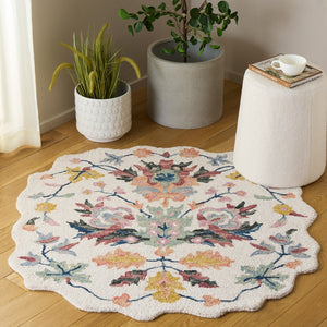 Safavieh Jardin Hand‑Tufted Ivory & Light Green Area Rug — Wool‑Cotton Blend, Low Pile, Floral‑Inspired Accent 4'-0" x 4'-0" JAR370Y-44S