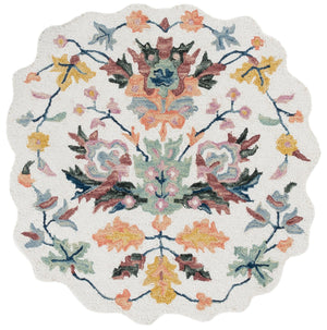 Safavieh Jardin Hand‑Tufted Ivory & Light Green Area Rug — Wool‑Cotton Blend, Low Pile, Floral‑Inspired Accent 4'-0" x 4'-0" JAR370Y-44S