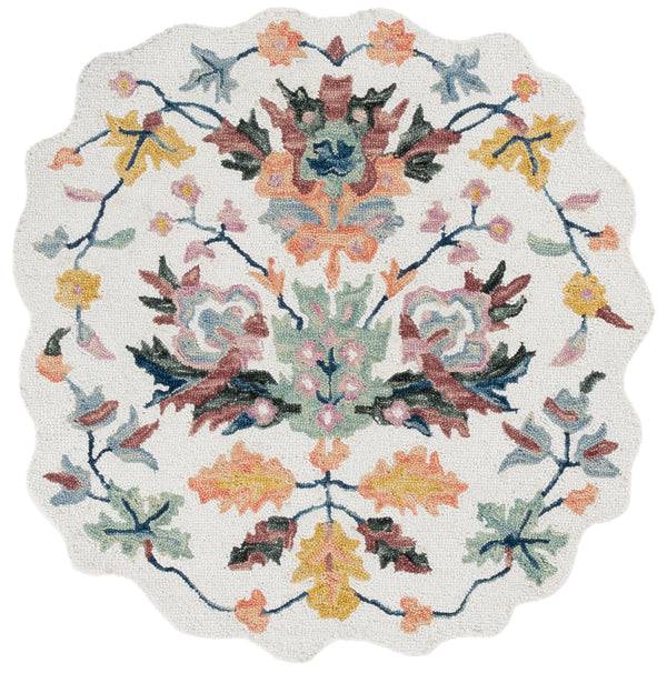 Safavieh Jardin Hand‑Tufted Ivory & Light Green Area Rug — Wool‑Cotton Blend, Low Pile, Floral‑Inspired Accent 4'-0" x 4'-0" JAR370Y-44S